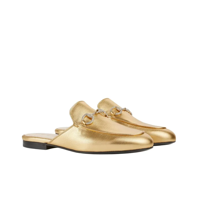 GUCCI Nojum Closed Toe Slippers Women's Gold-2