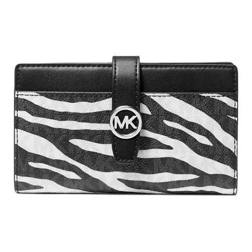 MICHAEL KORS Greenwich Coated Canvas Wallet Medium Size Women's Black