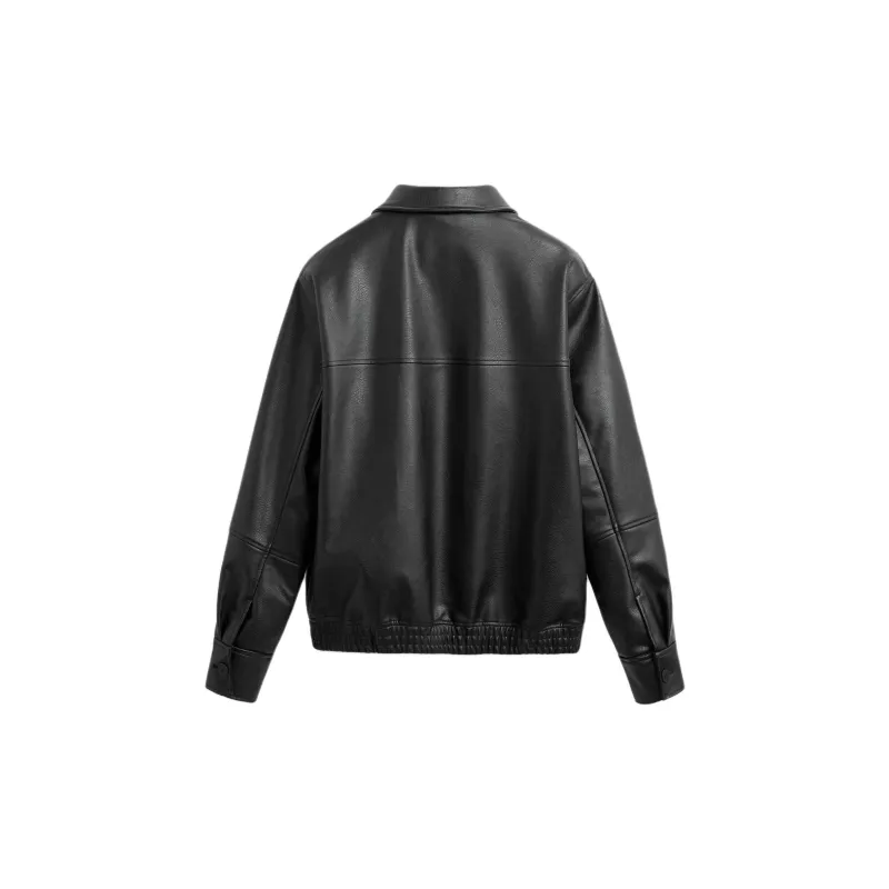 ZARA Leather Jacket Men's Black-1