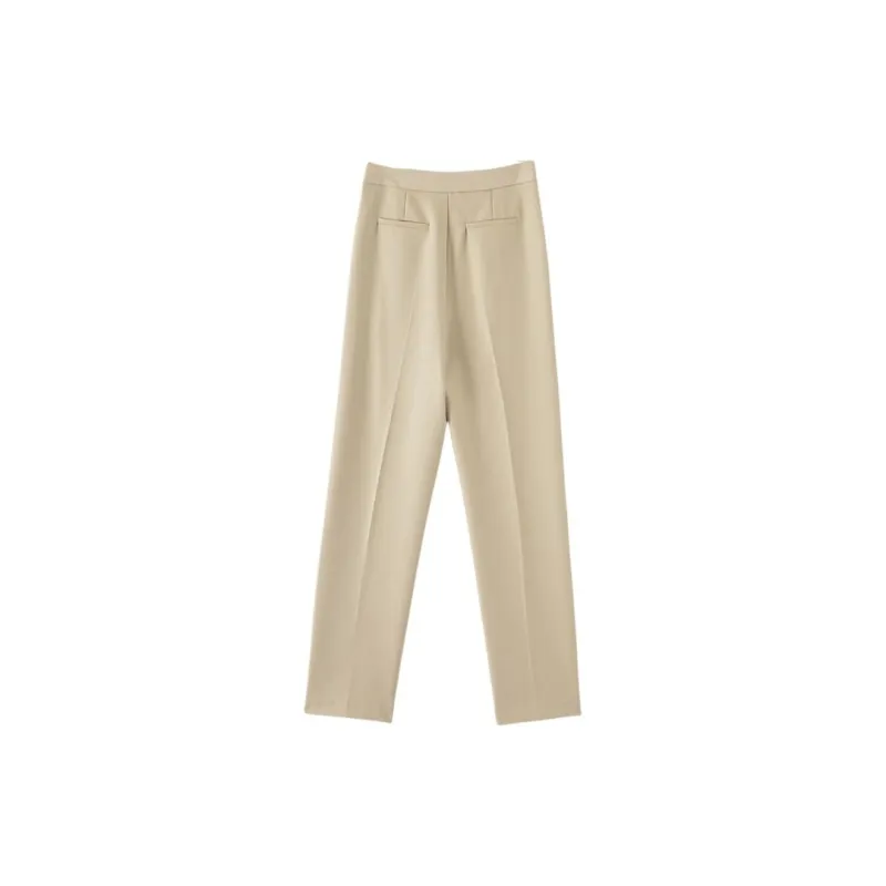 Late White Casual Pants Women's Khaki-1
