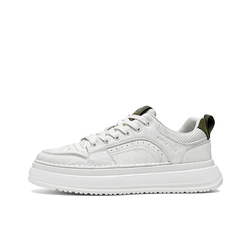 AOKANG Air Force One Series Skateboard Shoes Men Low Top Beige Yellow, White Green-8