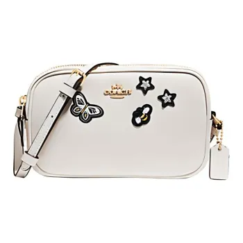 COACH Crossbody Leather Accents Zip Closure Shoulder Bag Crossbody Bag Small Size Women's White