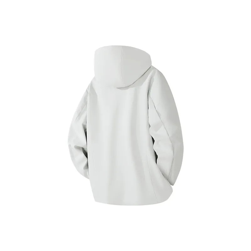 Feiyue Water-Resistant Windproof Warm Cold-Resistant Windbreaker Jacket Unisex Glacier White-1