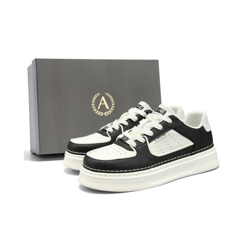 AOKANG Air Force One Series Skateboard Shoes Men Low Top White Green, Black White-7