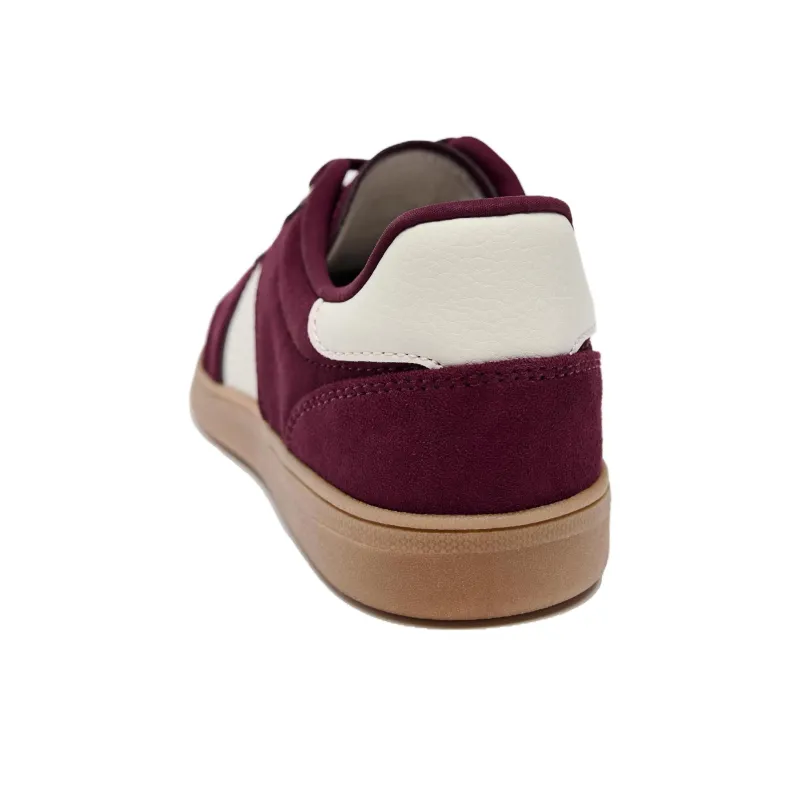 ZARA Low Top Skateboard Shoes Women's Dark Red Color-3