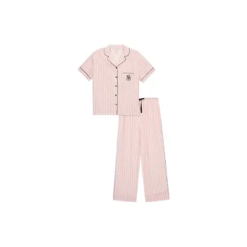 Victoria's Secret Pajama Set Women's Pink White Stripes