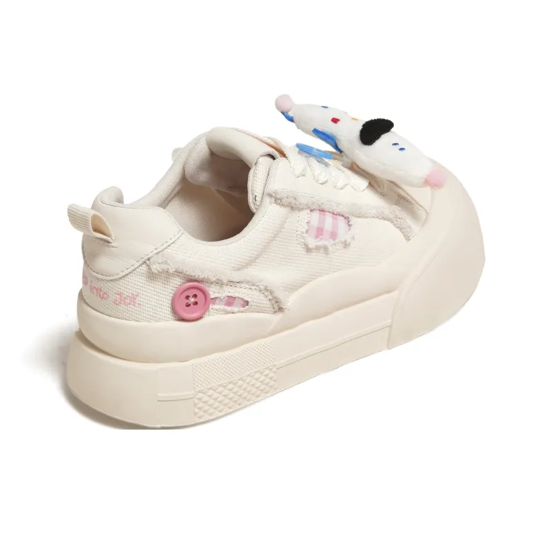 TTKJ Low-Top Skateboard Shoes Women's Sweet Peach White-3
