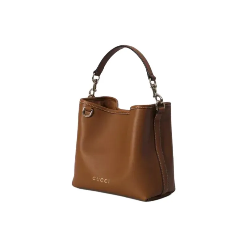 GUCCI Calfskin Bucket Bags One Shoulder Handbags Mini Women's Brown-1