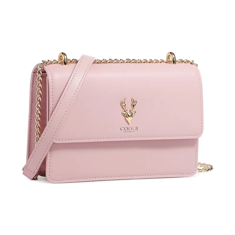 COOGI Split Cow Leather With Synthetic Leather Crossbody Bags Regular Women's Black/Ecru/Apricot/Pink-18