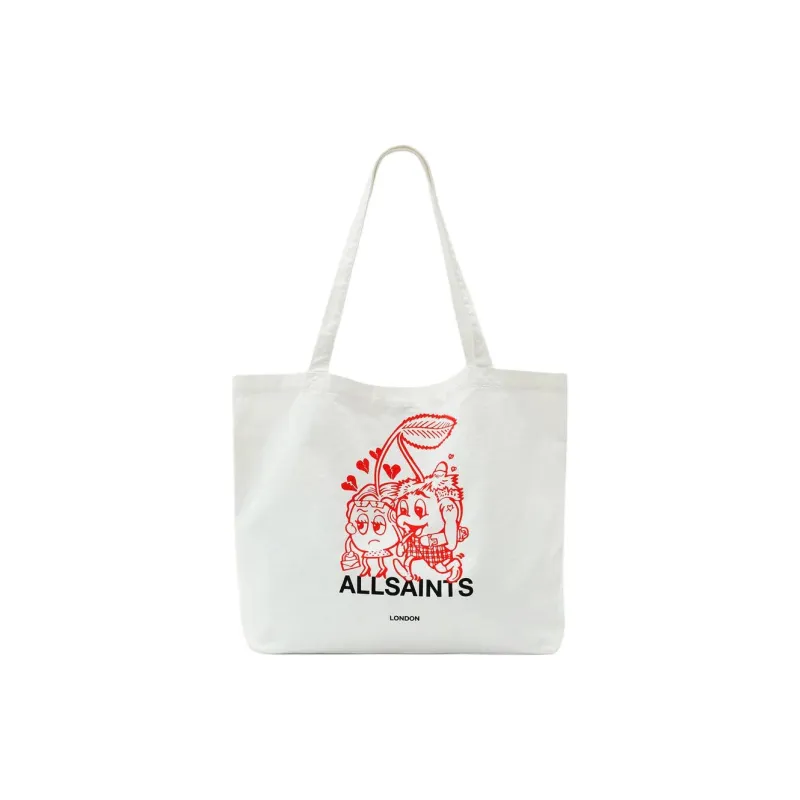 ALLSAINTS Cotton Tote Bag Shopping Bag Shoulder Bags Unisex White-0