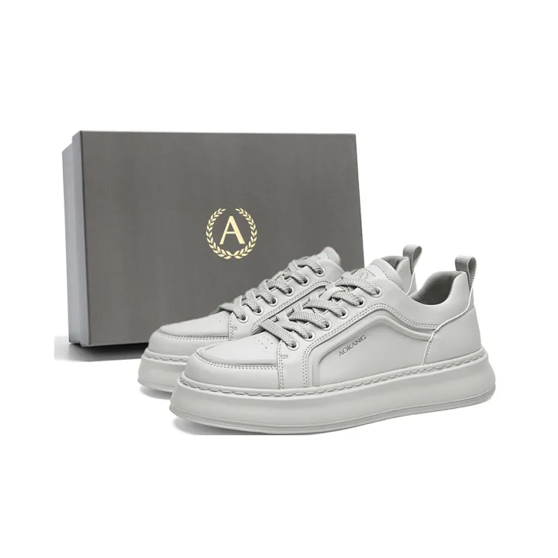 AOKANG Air Force One Series Skateboard Shoes Men Low Top Ecru, Gray-7