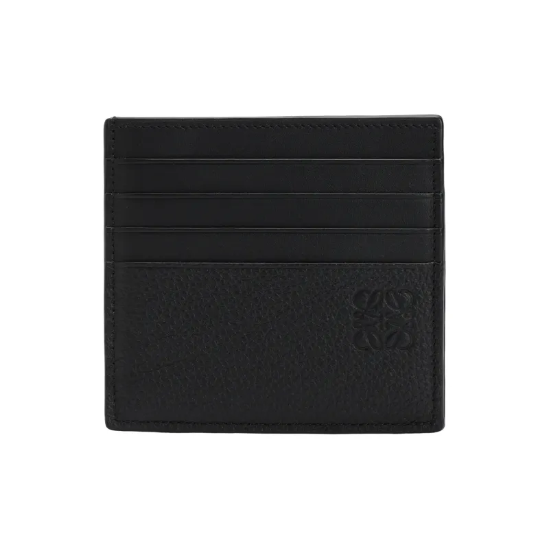 LOEWE Grained Calfskin Card Holder Men's Black-0