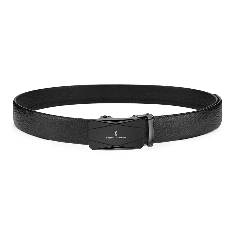 ROBERTA DI CAMERINO Top Grain Cow Leather Belts Men's Black 3.5CM-6