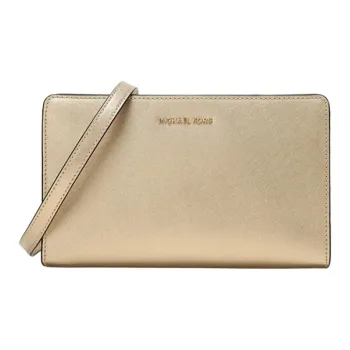 MICHAEL KORS Jet Set Travel Cow Leather Clutch, Crossbody Bag, Shoulder Bag Women's Gold