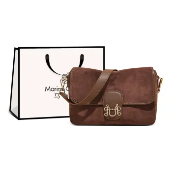 Marino Orlandi Cow Split Leather Bonded Synthetic Leather Shoulder Bag Medium Size Women's Black/Brown