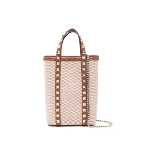 Valentino GARAVANI Leather Tote Bag Shopping Bag Handbag Women's Brown & Beige