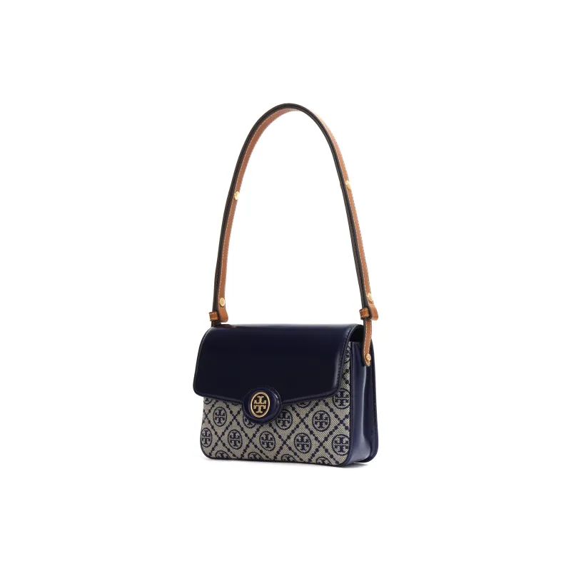 TORY BURCH Robinson Jacquard With Leather Messenger Bag Handbag Shoulder Bag Women's Marine Blue-1