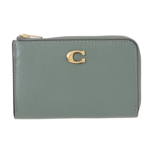 COACH Litchi Grain Leather Key Pouch Mini Women's Sage