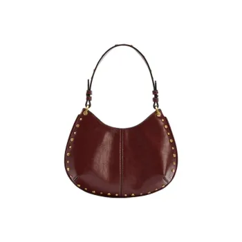 ZARA Polyurethane Handbag, Shoulder Bag Small Size Women's Dark Red Color