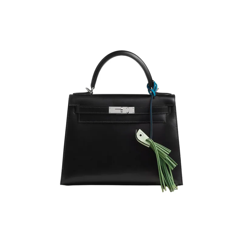 HERMES Epsom Leather Charm Bag Accessory Women's White Green & Green-1
