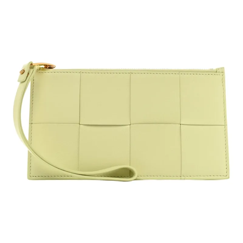 Bottega Veneta Lambskin Calfskin Clutch Regular Women's Lemon-2