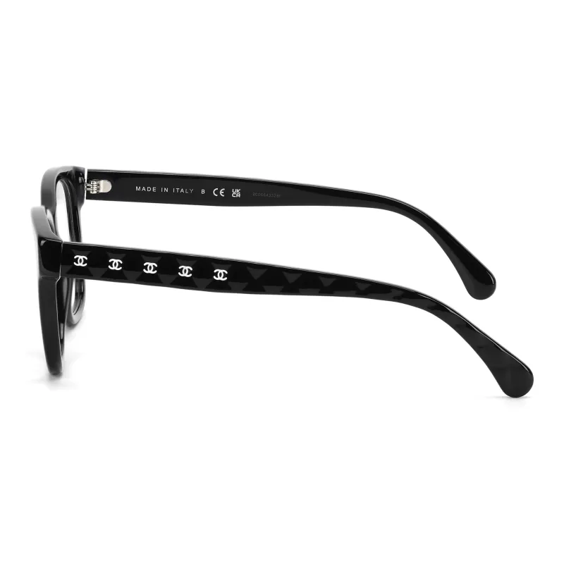 CHANEL Acetate Square Eyeglass Frames Women's Black-2