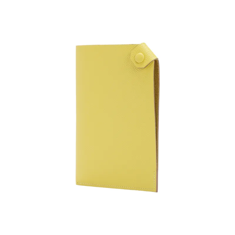 HERMES Tarmac Epsom Leather Passport Holder Trumpets Unisex 9R Lime Lemon-1