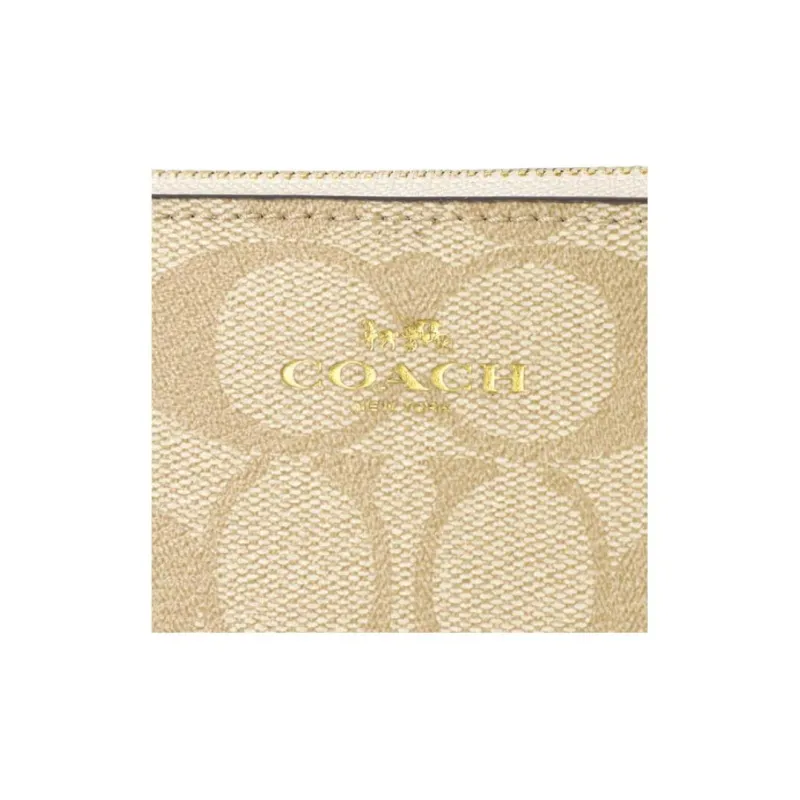 COACH Canvas Clutch Makeup Bag Women's Light Khaki-4