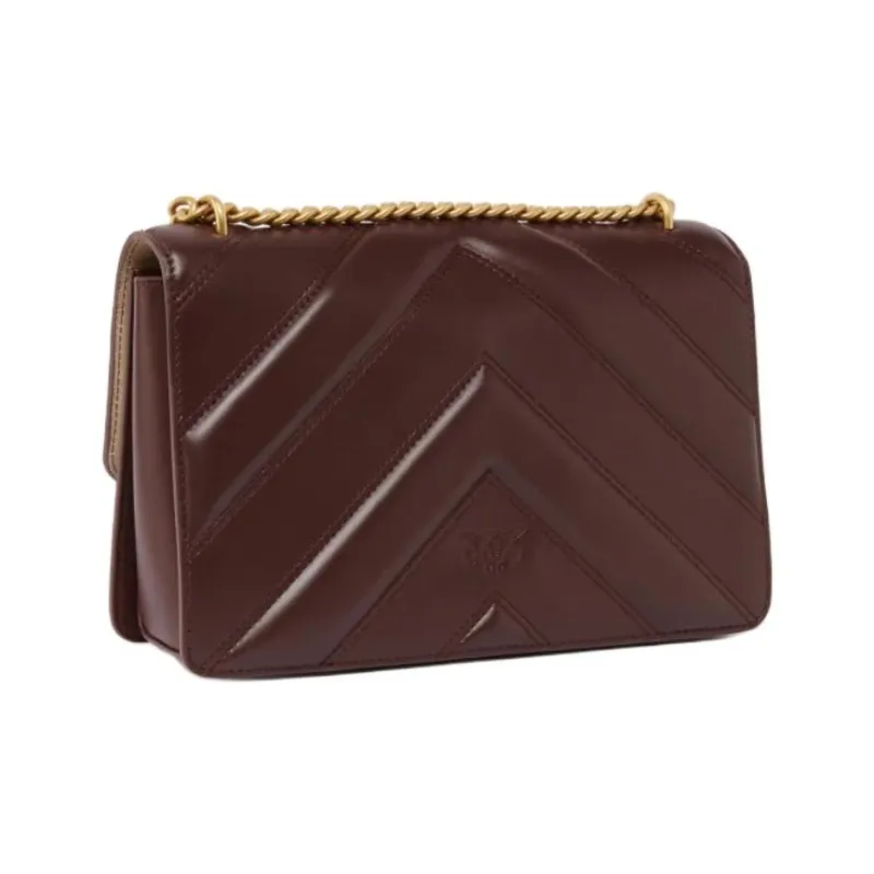 PINKO Love Bag Cow Leather Shoulder Bag Women's Chocolate Brown-2