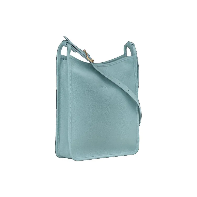 LONGCHAMP Le Foulonné Cow Leather Shoulder Bag Large Size Women's Light Blue-1