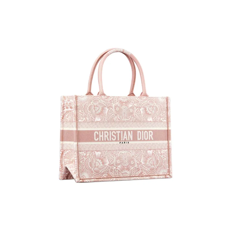 DIOR BookTote Cotton Tote Bag, Shopping Bag, Shoulder Bag, Handbag Medium Size Women's Peach Blossom Pink-1