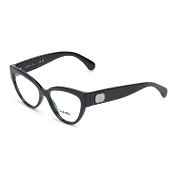 CHANEL Acetate Cat Eye Eyeglass Frames Women's Black
