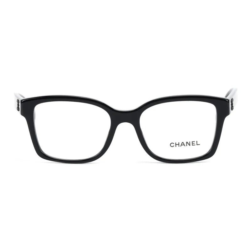 CHANEL Square Plate Frame Irregular Shape Eyeglass Frames Unisex Black-1