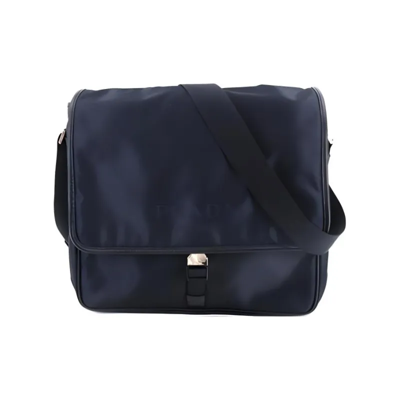 PRADA Nylon And Leather Crossbody Bag Shoulder Bag Men's Marine Blue-0