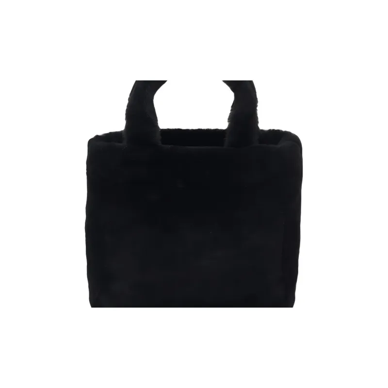 PRADA Shearling Plush Tote Bag, Shopping Bag, Shoulder Bag, Crossbody Bag, Handbag Women's Black/White-4