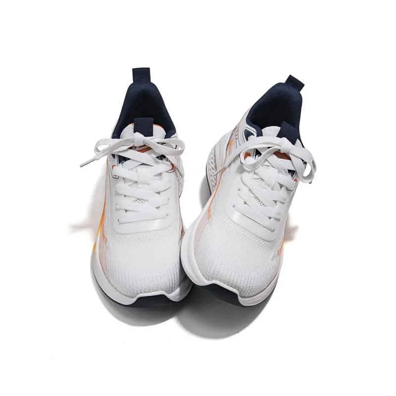 Warrior Breathable Height Increase Low Top Running Shoes Men's White Dark Blue Orange-2