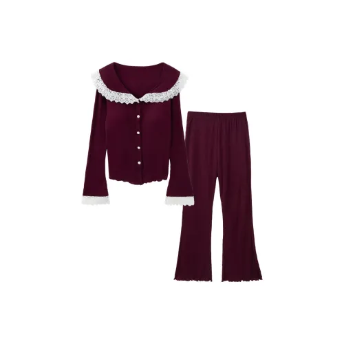 Sleeping Beauty Pajama Set Women's Burgundy