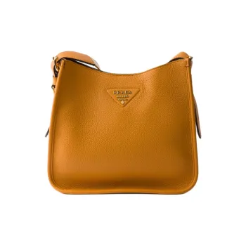 PRADA Cow Leather Shoulder Bag Medium Size Women's Orange