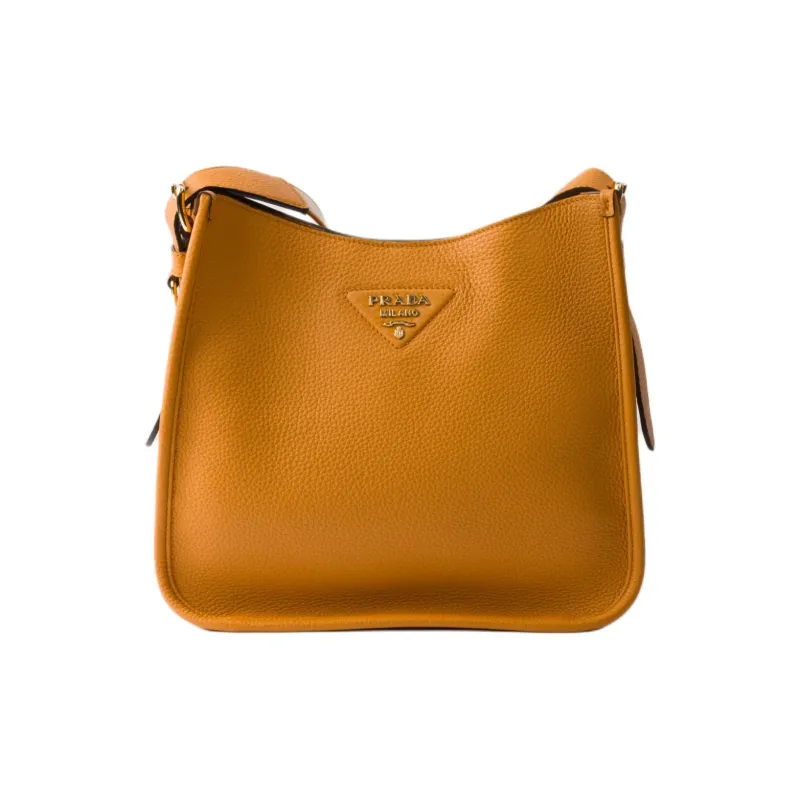 PRADA Cow Leather Shoulder Bag Medium Size Women's Orange-0