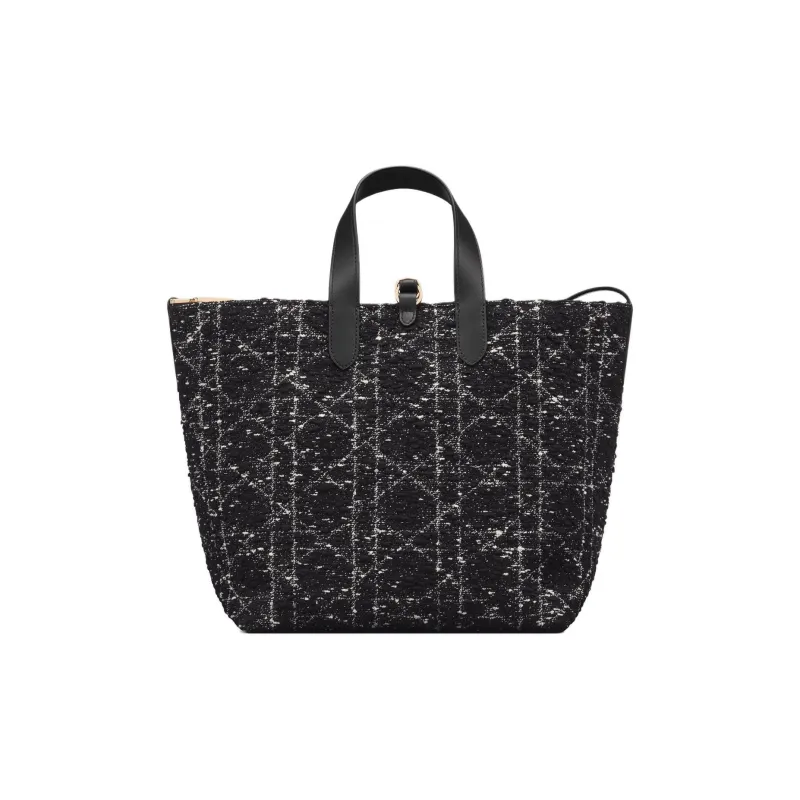 DIOR Toujours Cotton Tote Bag Shopping Bag Crossbody One Shoulder Handbags Medium Size Women's Black-3