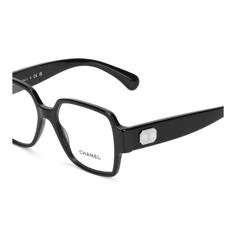 CHANEL Rectangle Plate Frame Square Eyeglass Frames Unisex Black-4
