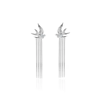 KEYS VIA Copper Alloy Synthetic Cubic Zirconia 925 Sterling Silver Needle Earrings Women's
