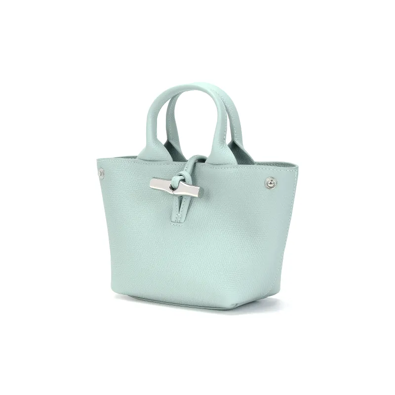LONGCHAMP Le Roseau Calfskin Shoulder Bag, Crossbody Bag, Handbag Extra Small Women's Light Blue-1