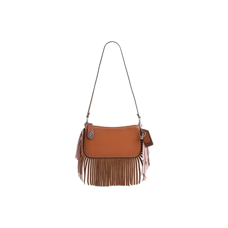 COACH Penn Leather Crossbody Bag Shoulder Bag Small Size Women's Amber-0