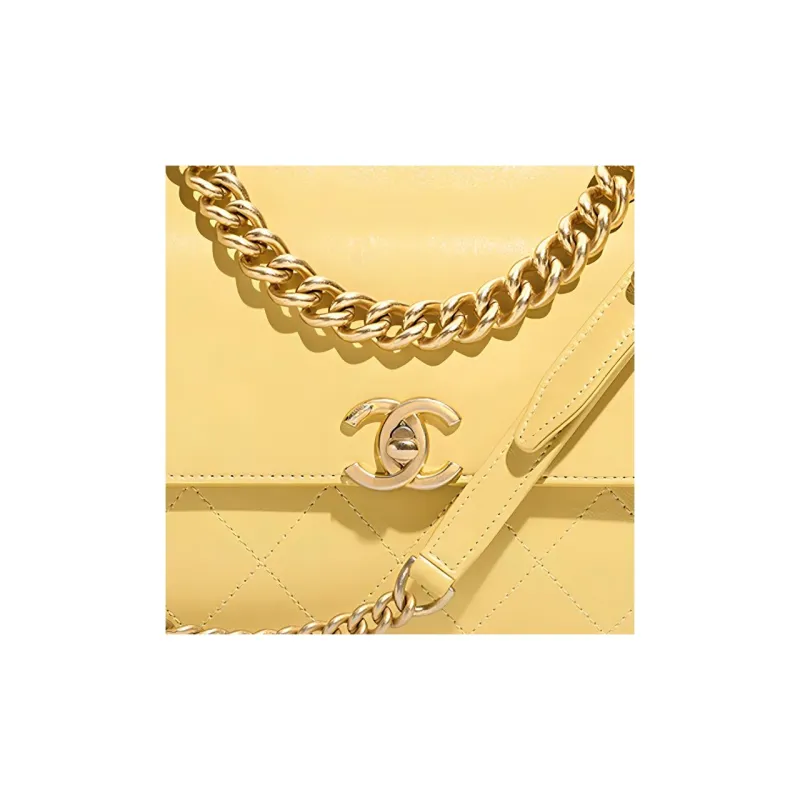 CHANEL Trendy Cc Sheepskin Crossbody Bag Women's Yellow-3