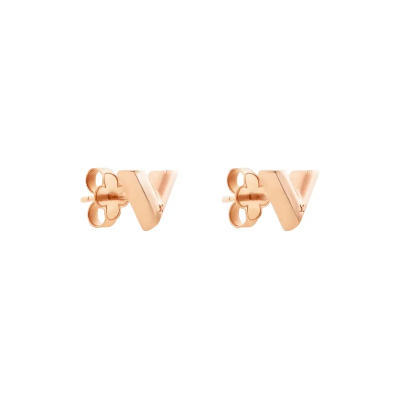LOUIS VUITTON Metal Stud Earrings Women's Rose Gold-1