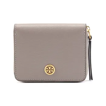 TORY BURCH Robinson Leather Wallet Women's Gray