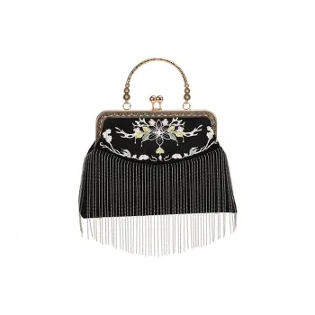 Boniu Jacquard Handbag Regular Women's Black
