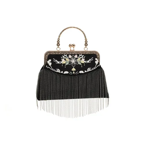 Boniu Jacquard Handbag Regular Women's Black