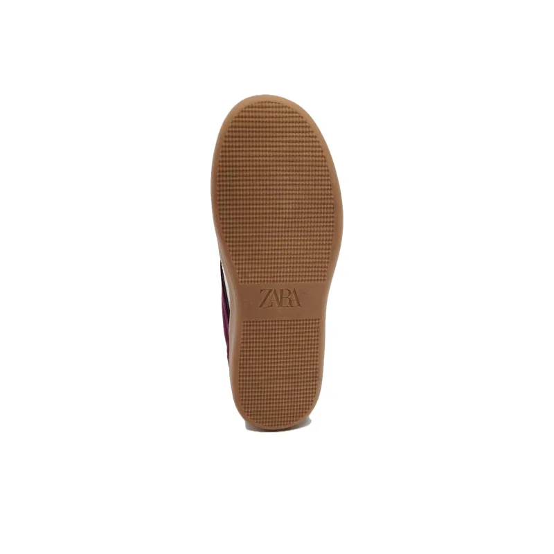ZARA Low Top Skateboard Shoes Women's Dark Red Color-4